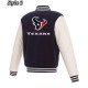 Houston Texans Navy Blue and White Two-Tone Varsity Jacket