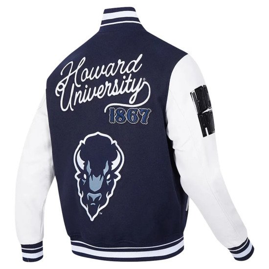 Howard Bison Navy and White Varsity Full-Zip Jacket