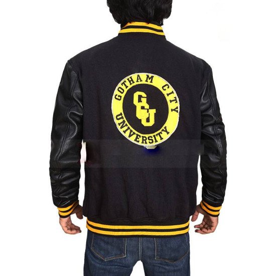 Justice League Cyborg Victor Stone Gotham City University Black Varsity Jacket