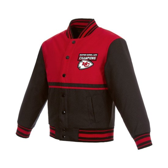 Kansas City Chiefs Youth Super Bowl LVII Champions Black and Red Jacket