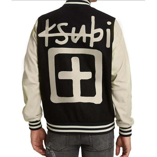 Ksubi King Black and Cream Varsity Jacket