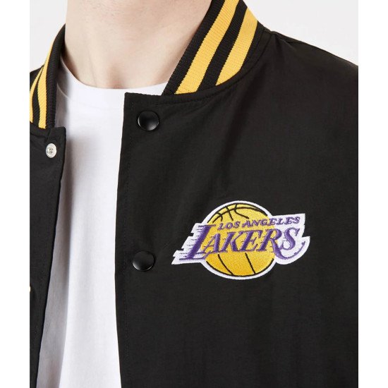 LA Lakers Patch Logo Black Bomber Jacket