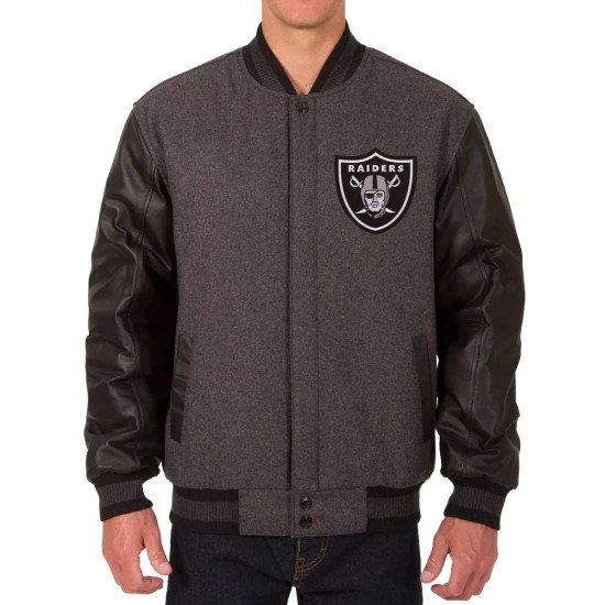 Las Vegas Raiders Varsity Black and Charcoal Jacket