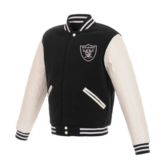 Las Vegas Raiders Varsity Black and White Jacket
