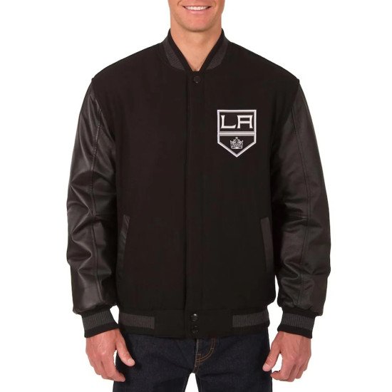 Los Angeles Kings Two Hit Wool & Leather Black Varsity Jacket