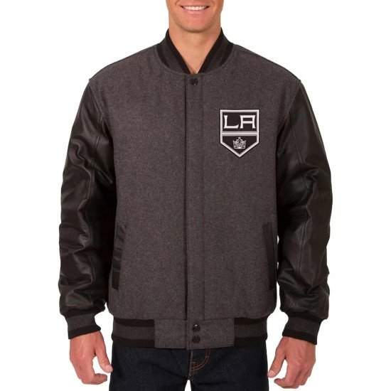 Los Angeles Kings Varsity Black and Charcoal Jacket