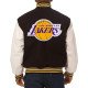 Los Angeles Lakers Black and White Two-Tone Varsity Jacket