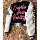 Love Yourself Cropped Black and White Varsity Jacket
