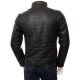 Men's Casual Wear Black Quilted Leather Jacket With Standing Collar