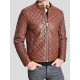 Men's Diamond Quilted Style Brown Leather Jacket