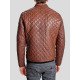 Men's Diamond Quilted Style Brown Leather Jacket