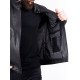 Men's Genuine Black Leather Biker Jacket with Belted Collar