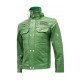 Men's Green High Collar Biker Leather Jacket