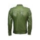 Men's Slim Fit Green Leather Biker Jacket