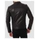 Mens Four Pockets Quilted Black Leather Jacket