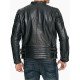 Mens Quilted Rub Off Goatskin Leather Jacket Distressed Black