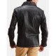 Men’s 4 Flap Pockets Black Leather Jacket