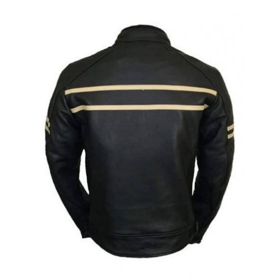 Men’s Black Biker Leather Jacket (Retro Style)