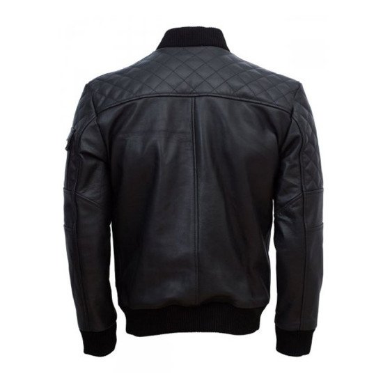 Men’s Black Bomber Work Wear Leather Jacket