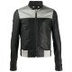 Men’s Black & Grey Slim Fit Leather Biker Jacket