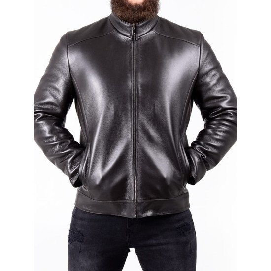 Men’s Black Leather Biker Jacket Premium Quality