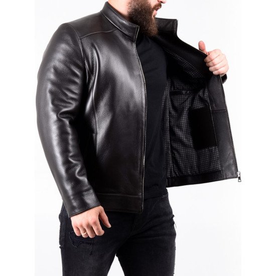 Men’s Black Leather Biker Jacket Premium Quality