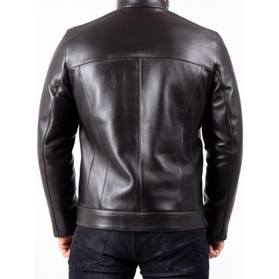 Men’s Black Leather Biker Jacket Premium Quality