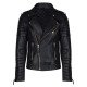 Men’s Black Leather Biker Jacket With Gold Hardware