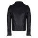 Men’s Black Leather Biker Jacket With Gold Hardware