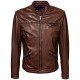 Men’s Café Racer Brown Leather Biker Jacket (Retro Style)