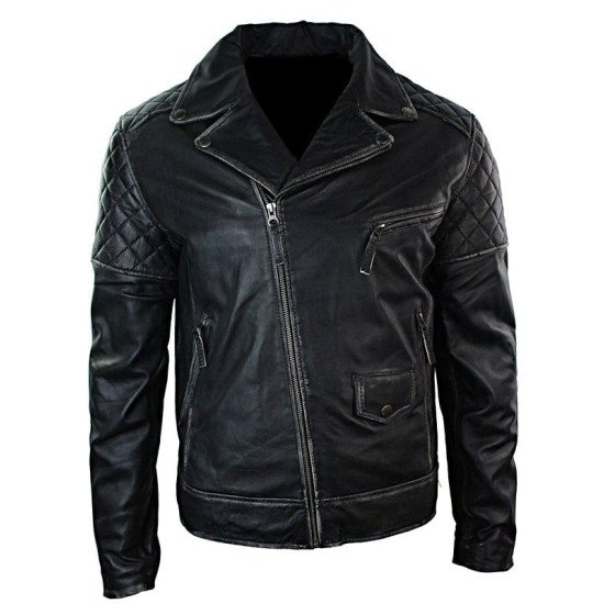 Men’s Distressed Leather Motorcycle Jacket