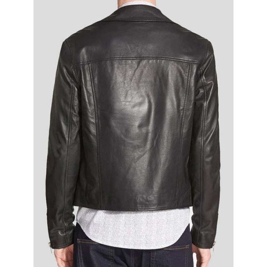 Black Leather Fashion Motorcycle Jacket for Men