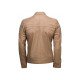 Men’s Fashion Stripes Style Beige Leather Jacket