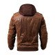 Men’s Hooded Bomber Leather Jacket