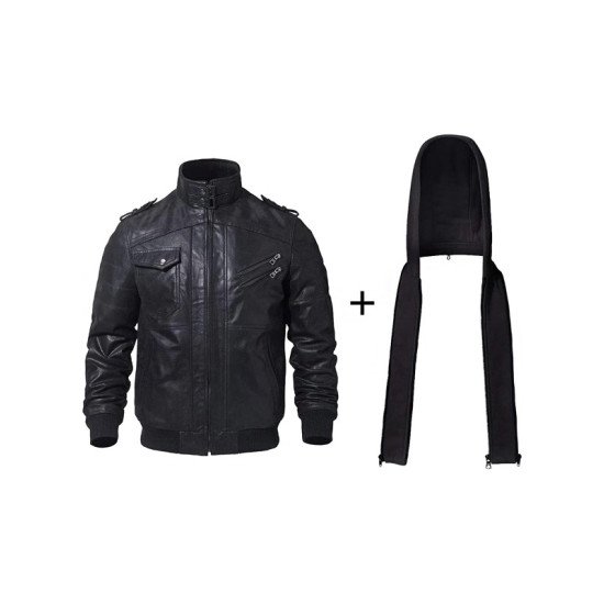 Men’s Hooded Bomber Leather Jacket