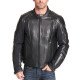 Men’s Padded Black Leather Biker Jacket
