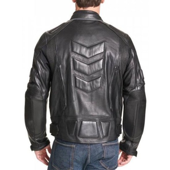 Men’s Padded Black Leather Biker Jacket