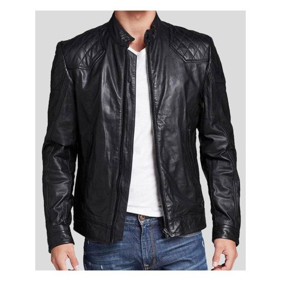 Men’s Quilted Leather Biker Jacket