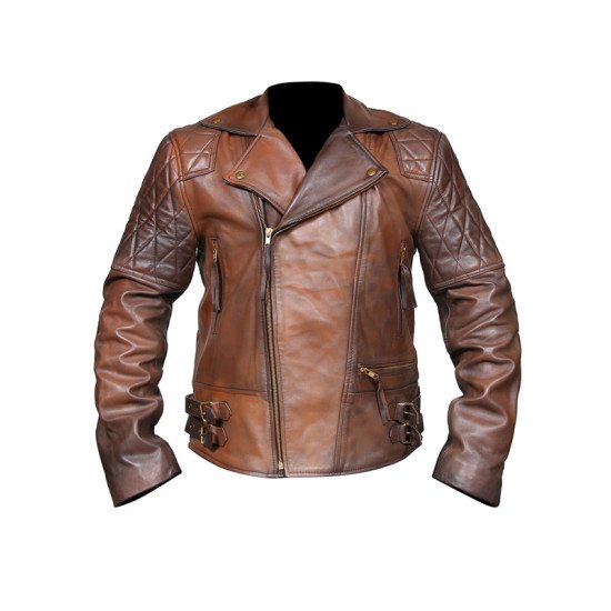 Men’s Rustic Brown Leather Motorcycle Jacket