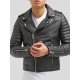Men’s Slim Fit Black Leather Quilted Biker Jacket