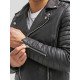 Men’s Slim Fit Black Leather Quilted Biker Jacket