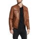 Men’s Slim Fit Brown Leather Biker Jacket
