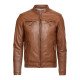 Men’s Slim Fit Brown Leather Biker Jacket