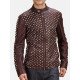 Men’s Snap Tab Brown Studded Leather Jacket