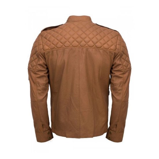 Men’s Tan Sheepskin Quilted Style Leather Jacket