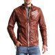 Men’s Vintage Distressed Brown Biker Jacket