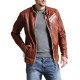 Men’s Vintage Distressed Brown Biker Jacket