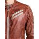 Men’s Vintage Distressed Brown Biker Jacket