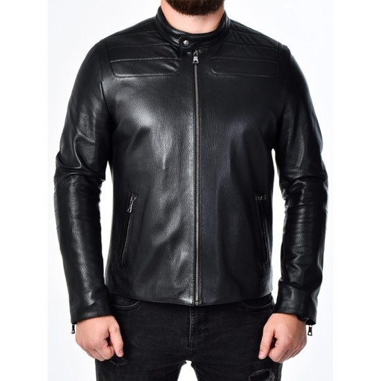 Men’s Real Black Leather Biker Jacket