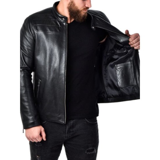 Men’s Real Black Leather Biker Jacket